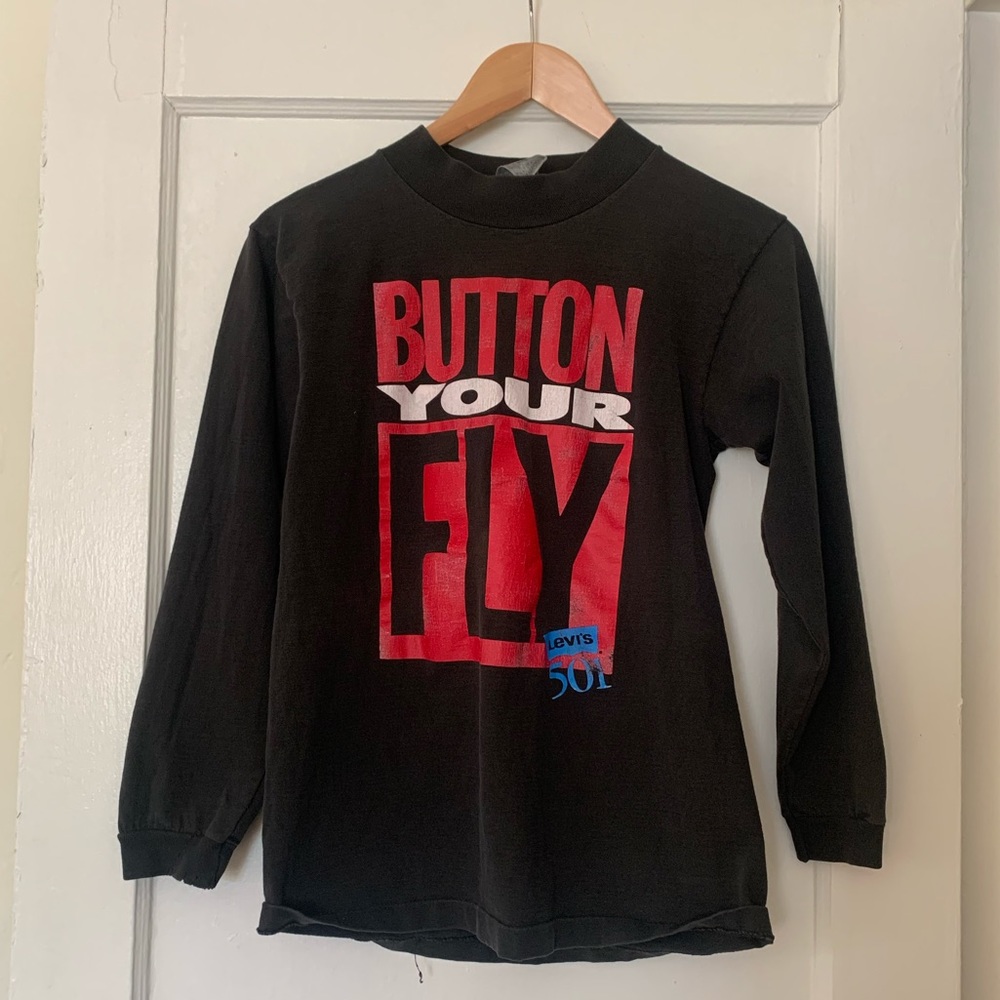Vintage Levi’s “Button Your Fly” long sleeve shirt, size S
